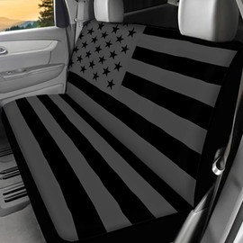 Darisoco USA Flag Black Rear Seat Covers for Cars Vehicle Long Rear Bench Seat Cover Non-Slip Soft Pet,Bench Protective Cover Decorative Cars