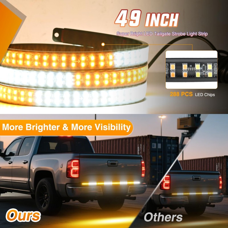 Nilight 49 Inch Emergency Strobe Light Strips with Controller Amber