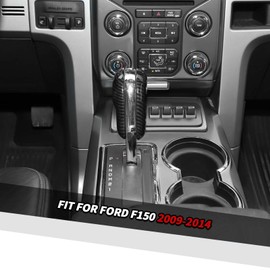 Jimen Fit for Ford F150 2009-2014, 2PCS Center Console Gear Shift Knob Cover Trim (Carbon Fiber)