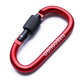 TITECOUGO 2 PCS Aluminum Alloy D-Ring High Strength Carabiner Key Chain Clip Hook For Camping Hiking (Not for Climbing) Red Black