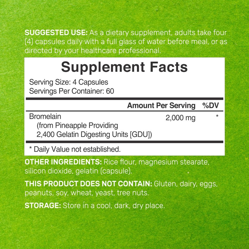 Bromelain Supplement 2,000mg Per Serving, 240 Capsules – Natural Proteolytic