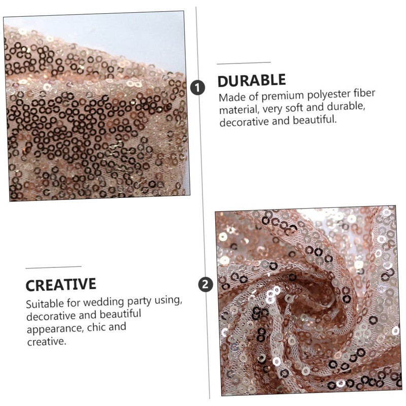 LIFKOME 1pc Rose Gold Sequin Tablecloth Decorative Table Cover for