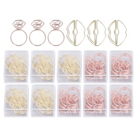 100pcs Metallic Paper Clips Lips Diamond Rings Shape Nonslip Portable Cute Paper Clips for File Classification for Office