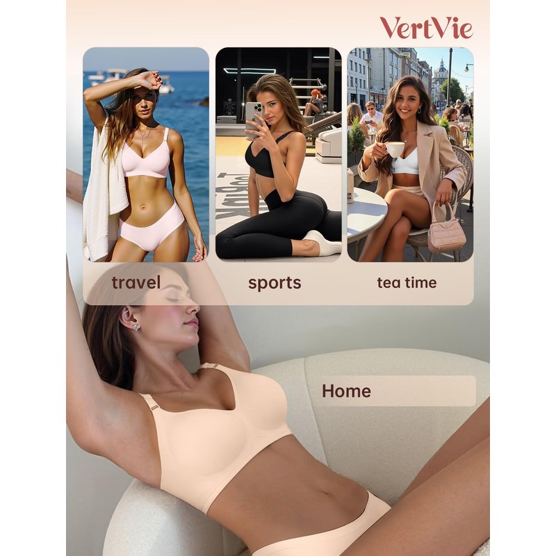 Vertvie Womens Wireless Bras No Underwire Push Up Bra Seamless