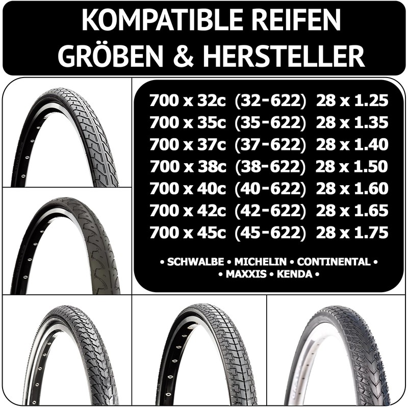 Bicycle Inner Tube 28 Inch Set, Compatible with Continental &