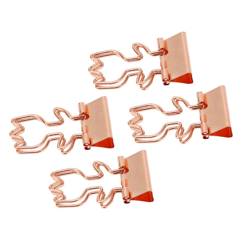 100Pcs Rose Gold Hollowed Long Tail Binder Paper Clips Beautiful