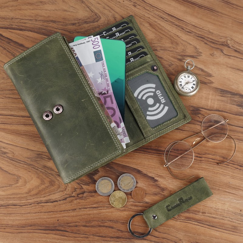 Chunkyrayan Women’s Real Leather XXL Wallet, RFID Protection Including Leather