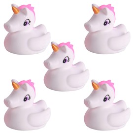 MIJOMA Set of 5 Bath Ducks Bath Toys, Hand Painted & Latex Free, Perfect for Parties, Birthdays, Christmas, Baby Showers & More - Great Bathroom Decoration, 6 cm High (Mini Unicorn)