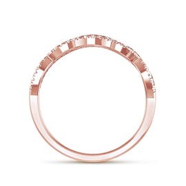 Contour Guard Wedding Band for Women, Round Natural Diamond Stackable Band Ring for Her in 14K Rose Gold Over Sterling Silver (0.10 Ctw), Ring Size 9