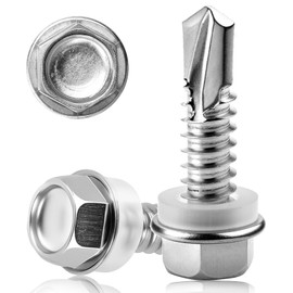 55 PCS Self Tapping Screws Metal M6.3X25MM Hex Head Self Drilling Screws 410 Stainless Steel Tech Screws for Metal Self Tapping Bolts for Metal Sheets Ventilation Pipes Corrugated Roofing Windows