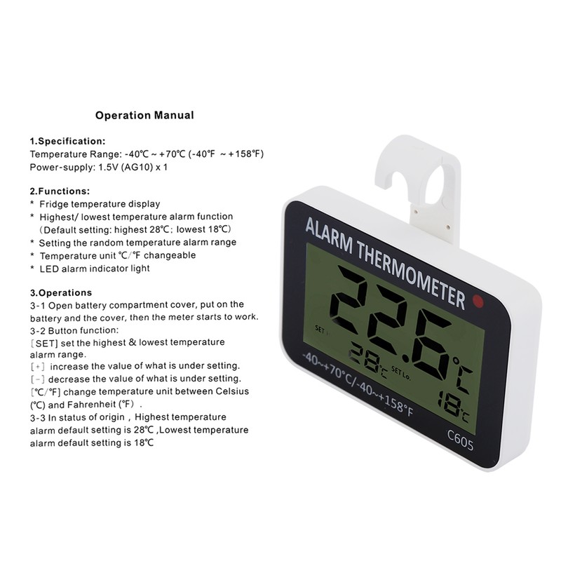 Large LCD Refrigerator Fridge Freezer Digital Thermometer Temperature Meter with