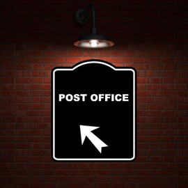 POST OFFICE Black Sign Arrow Up Left Aluminum Composite Sign 8.5 x 10 inches
