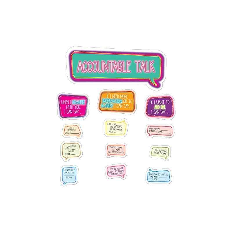 Carson Dellosa Accountable Talk Bulletin Board Set—Sentence Stem Speech Bubbles