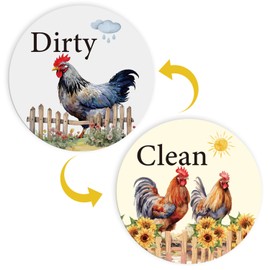 Dishwasher Magnet Clean Dirty Sign - Cosmisun Chicken Clean Dirty Magnet Farmhouse Animal Clean Dirty Signs Rooster Double Sided Reversible Dish Washer Kitchen Indicator for Home Refrigerator Decor