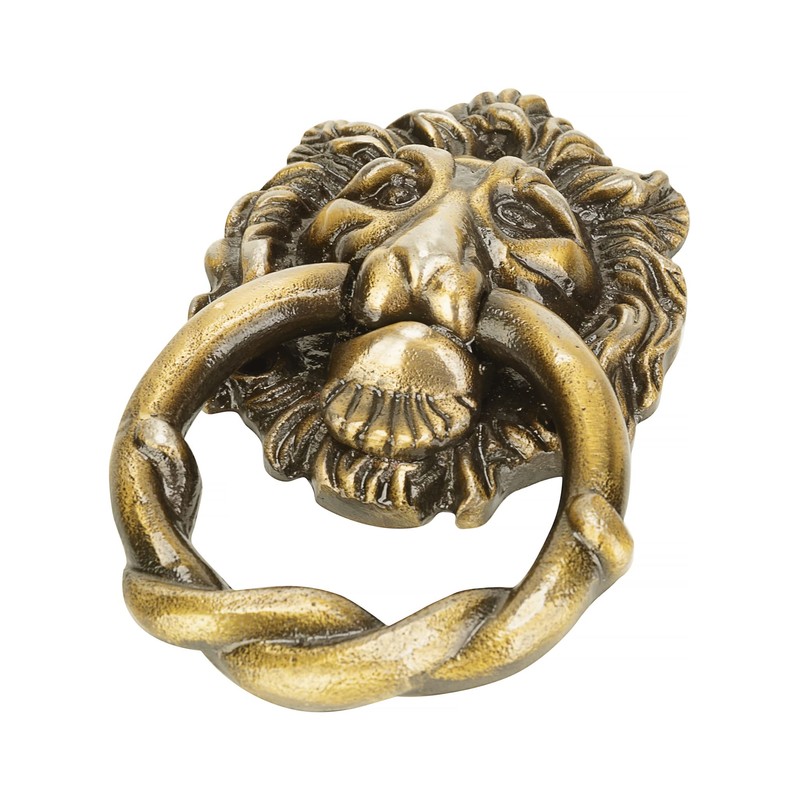 Front Door Knocker - Solid Brass Lion Head - Antique