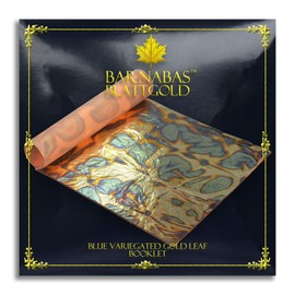 Barnabas Blattgold Variegated Gold Leaf, Color Blue [25 Sheets, 5.5 inch], Metal Foil Leaf for Painting, Arts and Crafts
