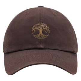 JPAK Celtic Tree of Life Premium Dad Hat Embroidered Cotton Baseball Cap Celtic Symbolism Brown
