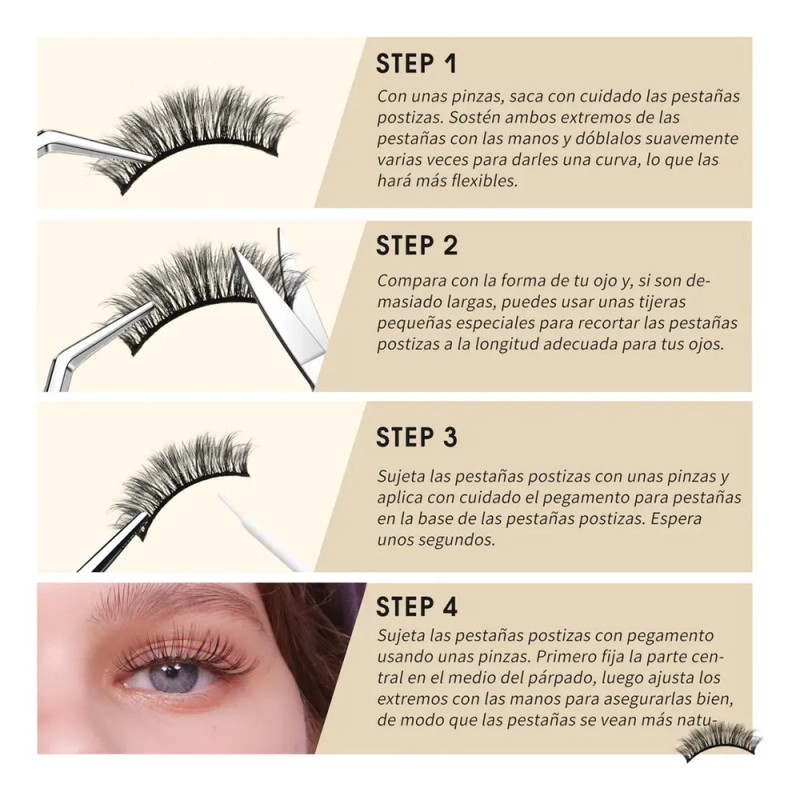 5 Pares Pestañas Extensiones Postizas Mezcladas- Efecto Voluminosas y Naturales