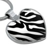 Zebra Print Black White Keychain Heart Love Metal Key Chain