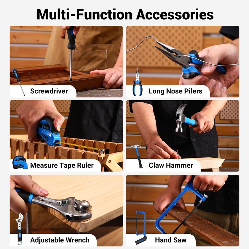 Tool Set: Tool Kit with 12V Cordless Drill, Hand Toolbox