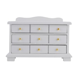 1/12 Mini Cabinet Wooden Model Furniture Bedroom Drawers Cabinet Toy for DollhouseWhite