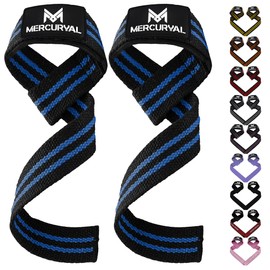 MERCURYAL Straps Gym - Powerlifting Straps - Gym Accessories - Gym Accessories - Lifting Straps - Deadlift - Black & Blue