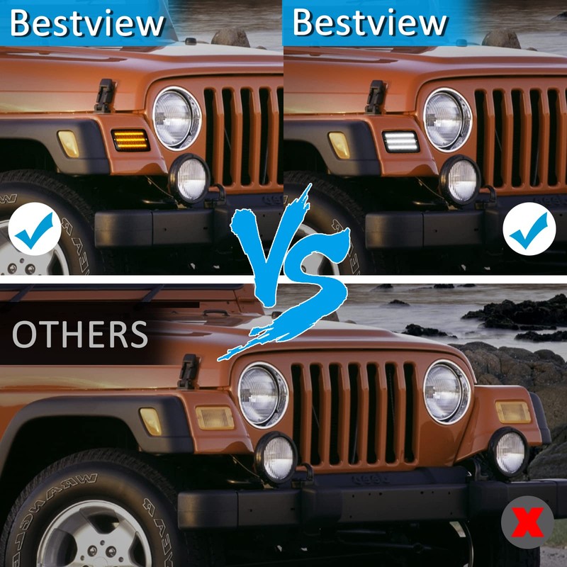 Bestview Jeep Wrangler TJ Led Sequential Front Turn Signal Lights