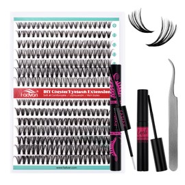 DIY Lash Extension Kit FADVAN 280pcs Lash Clusters Eyelash Extension Kit with Brush Bond and Seal Glue Remover Lash Applicators for DIY Lash Extensions (30D+40D, 0.07C, 9-16mm)