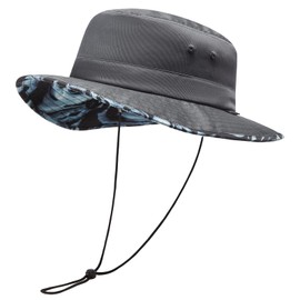 UVSAI UPF 50+ Foldable Sun Hat Patterned Under Brim Bucket Hats for Summer Hiking Fishing Beach Safari Men Women Dark Grey