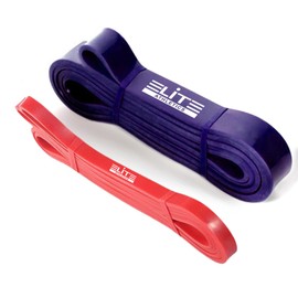 Set of 2 Pull Up Assist Bands – Purple and Red Resistance Bands - Exercise Loop Band for Body Stretching, Mobility, Powerlifting, Resistance Training (10lbs-120lbs)