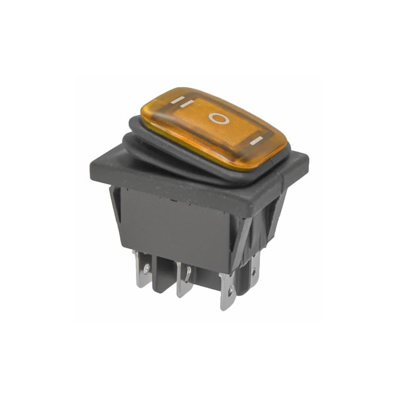 2-Pack Waterproof Rocker Toggle Switch with Yellow Button, ON/Off/ON DPDT