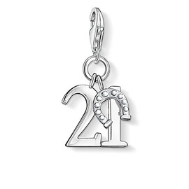 Thomas Sabo Women Charm Pendant Lucky Number 21 Charm Club 925 Sterling Silver 0460-001-12