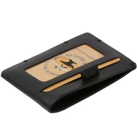 HAMMER ANVIL Mens Minimalist Front Pocket Wallet RFID Safe Leather Easy Pull Tab Saffiano Black