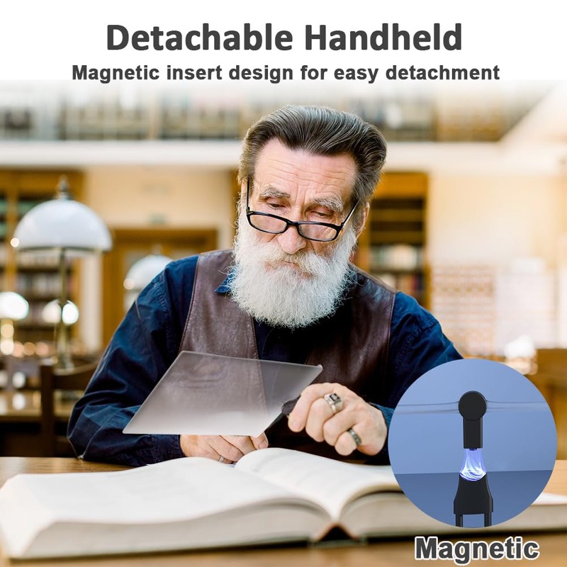 zxbaers 5X Hands Free Magnifying Glass, 9.6"x6.7"Large Magnifying Glass for
