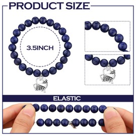 Equsion 12 Pieces Cheer Bracelet Cheerleading Gifts Cheerleading Bracelet for Cheerleader Cheer Charm Jewelry for Team(Blue)