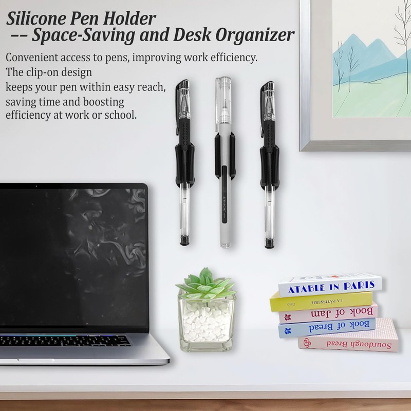 Ceemiaa 6-Pack Adhesive Silicone Pen Holders – Dual-Hole Sticky Pencil