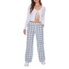 Forever 21 Women's Plaid Wide-Leg Pants, Blue/White