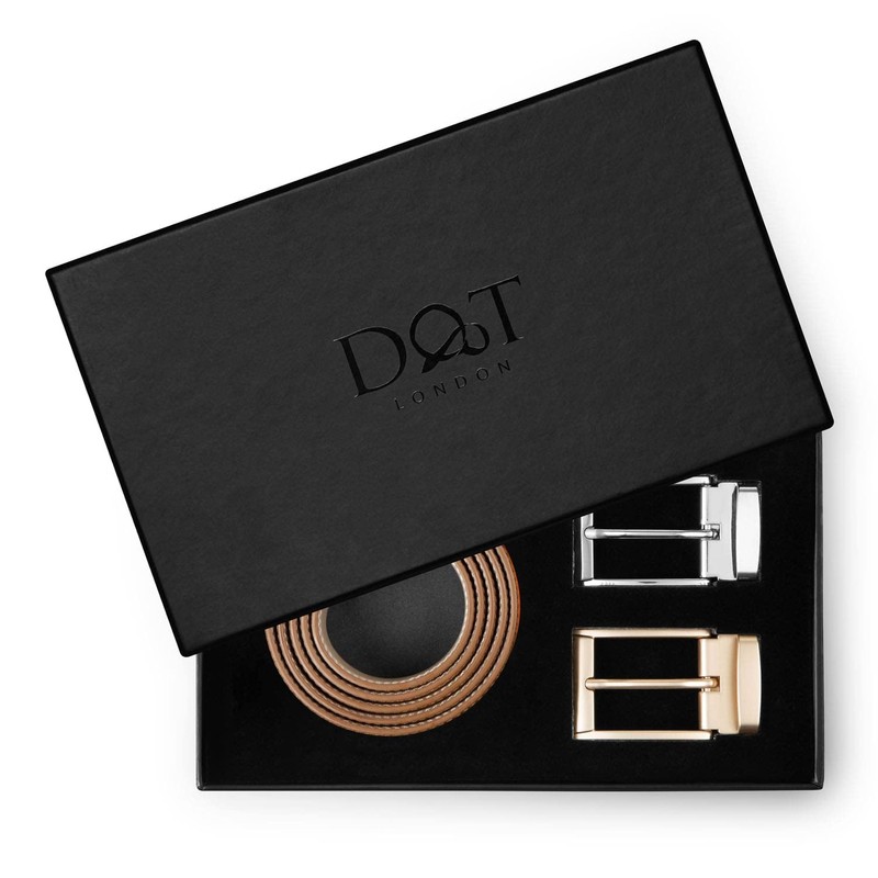 DQT Men Cordovan Leather Belt Gift Box Set