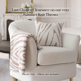 Tajik Home Rumi Zebra Knit Throw Blanket – 50x60 Oyster, 100% Cotton, Modern Animal Print for Sofa or Bed, Machine Washable Lightweight Layer