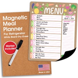 Colorful Dinner Menu Board for Kitchen - Weekly Dry Erase Board for Fridge, Weekly Meal Planner Magnetic, Menu Planner for Fridge Board, Magnetic Weekly Meal Planner for Fridge, Weekly Menu Board