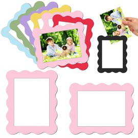 Kingdder 12 Pcs Scalloped Magnetic Picture Frame for Refrigerator 4 x 6 Reusable Picture Frame Magnets Colorful Decorative Photo Holders for Fridge Home School Office Kitchen Locker
