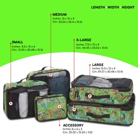 Ninja Turtles Packing Cube Set - Leonardo, Raphael, Donatello, Michelangelo - TMNT 5 Piece Packing Cube Travel Essential - Luggage Organizer Set - For Kids,Teens, Adults