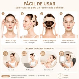 Faja Papada Facial Lifting, Faja Papada para Mujer, Correa Facial Ajustable con V, Lifting,Elástico y Suave, Elimina Flacidez, Papada y Arrugas,Materi