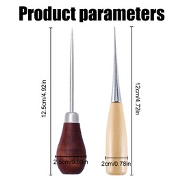 Jitnga Pack of 2 Awl with Wooden Handle Leather Craft Awl Scratches Awl Professional Stitching Sewing Craft Hole Tool for Sewing or Repairing Canvas Paper Leather Fabric