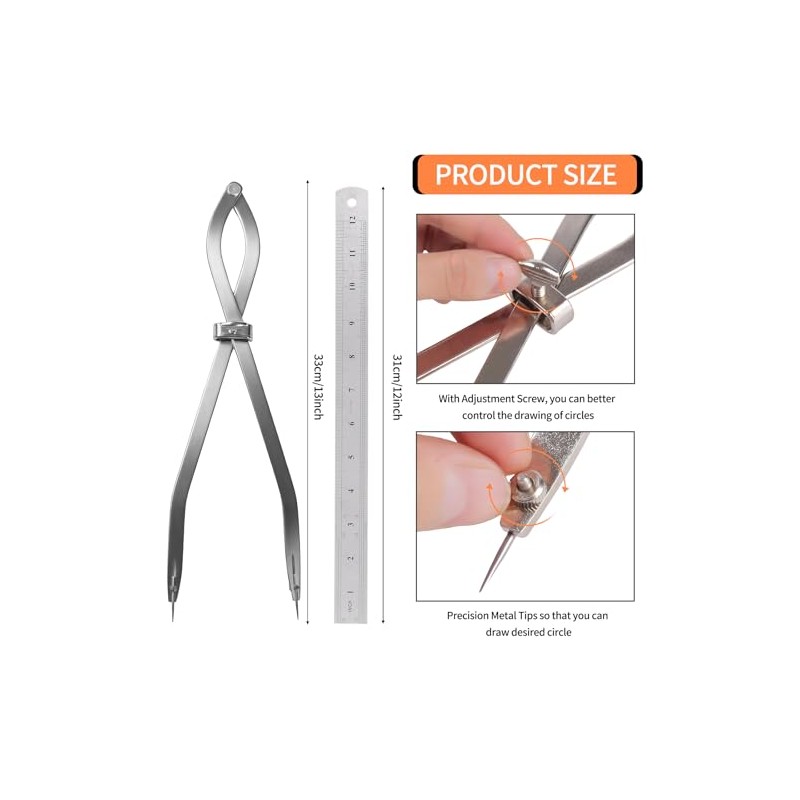Radius Divider Tool 12 Inch, Fast Adjusting Scriber for Sheet