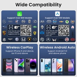 HASTHIP® Adaptador Inalámbrico CarPlay Y Android Auto para Coche, Bluetooth 5.2 Y WiFi Rápido, Plug & Play Universal con Carcasa De Aleación De Aluminio, Convertidor Tipo-C Y Cable De Extensión