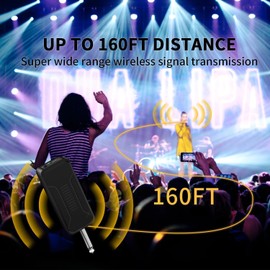 Wireless Microphones, Professional UHF Metal Dual Handheld Cordless Dynamic Mic System with Rechargeable Receiver, 1/4‘’Output, 160ft Range, Auto Connect for Karaoke, Party Singing, Church, Speech, DJ