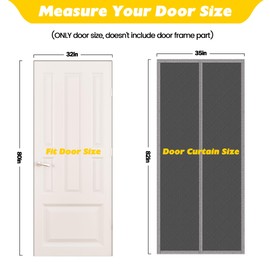 TORRAMI Magnetic Thermal Insulated Door Curtain, Fits Door Size 32" x 80", Thicken Oxford Material Door Screen Indoor/Outdoor Durable Waterproof & Windproof Door Cover Weighted Bottom