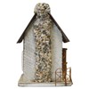 Nature Creations Stone Chimney Bird Cottage, White – Handcrafted Wooden
