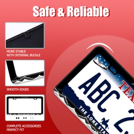 Moon Phase Mountain License Plate Frame Mountains License Plate Frames Stainless Steel Accessories Cars Decor with 2 Holes and Screws Fits Standard US CA Vehicles Size 12.2 x 6 Inches